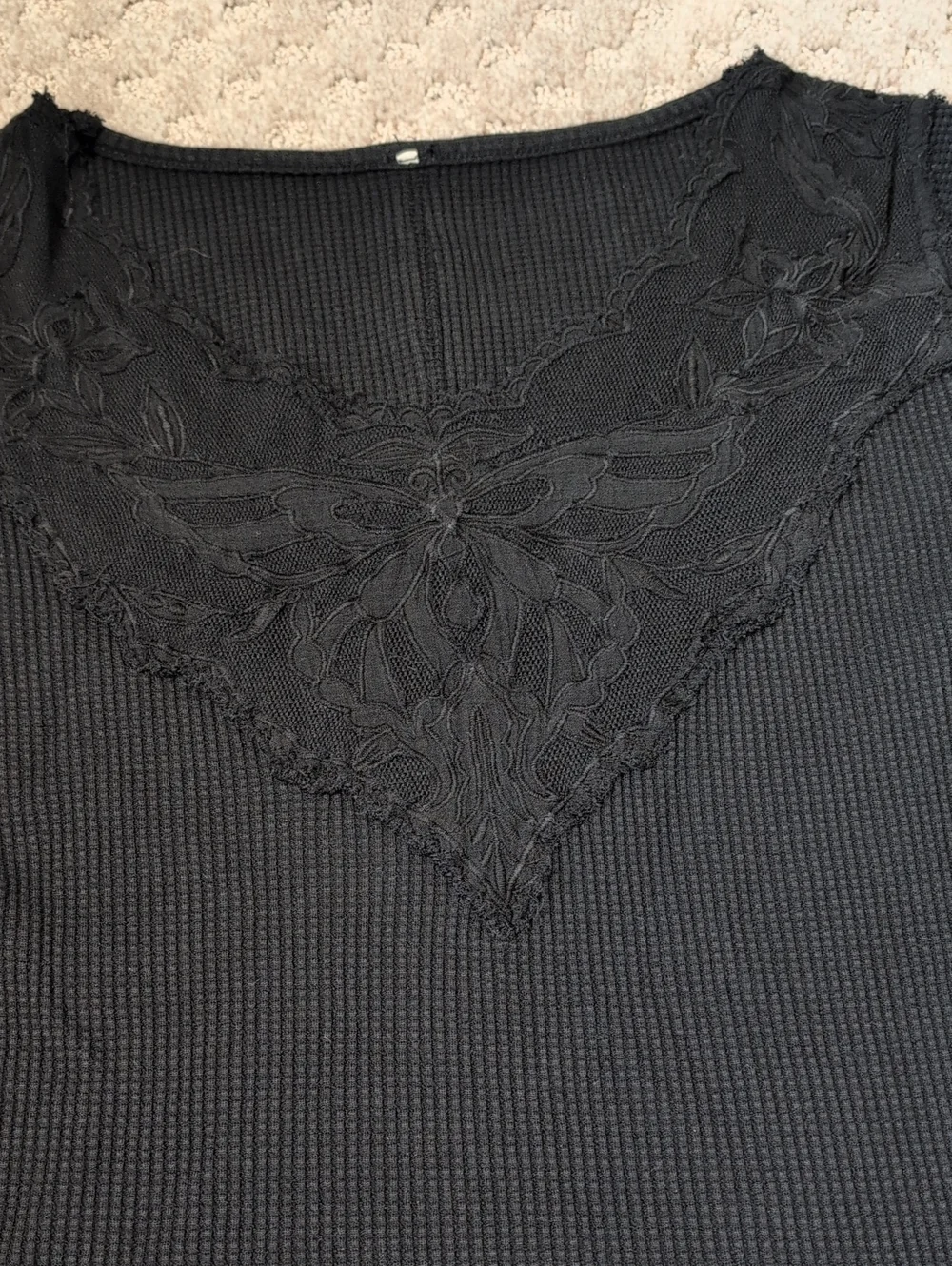 Free People Butterfly Cuff Black Thermal Long Sleeve
